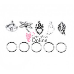 Inele din metal pentru codite afro RNG57AA Argintii, Set 5 bucati